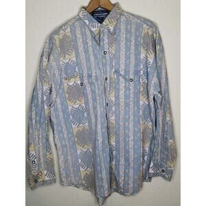 Vintage 90s International News Abstract Button Shirt Size MEDIUM Psychedelic